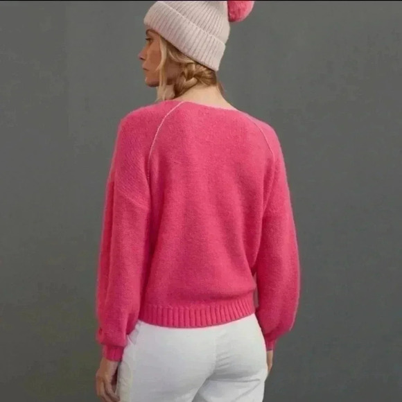 Anthropologie Pink Gold trim wool blend sweater.  Size xsmall - Picture 4 of 11